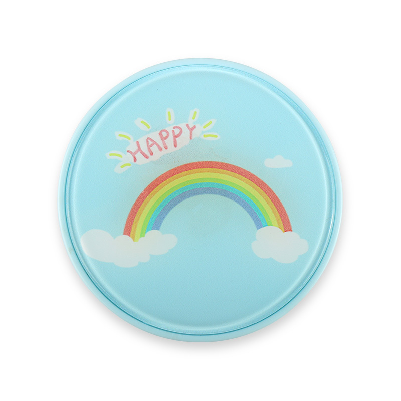 Customizable Plastic Stylish Simple round Contact Lens mate box with tweezers rainbow pattern portable set contact lens case