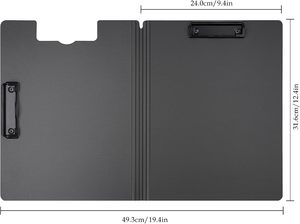 Porte-documents pliable A4 personnalisé avec double clip métallique horizontal et vertical, pliable à 360 degrés, avec porte-stylo - Product Image 2
