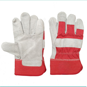 Novel Welding <b>Gloves</b> Double Layer Cowhide Full Canvas Palm Back Grade B For Welding Industry - Product Image 1