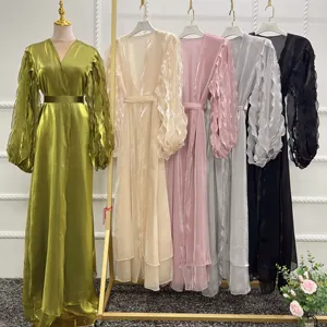 2022 nouveau Design vêtements musulmans élégant 2 couches Organza Abaya modeste femmes Abaya musulman longues robes