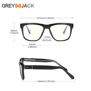 Montures de lunettes carrées grises anti-lumière bleue, verres plats, monture complète unisexe pour un look naturel et une mise en valeur du visage - Product Image 5