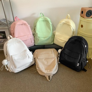 Simple <b>Backpack</b> For Women Solid Color <b>Lightweight</b> Shoulder Strap School Education Travel Laptop Bag Up To 14.9 In Summer 2023 - Product Image 4