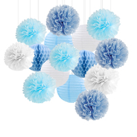 EASTTERN Décoration de fête, lanternes en papier, 15 pièces, anniversaire, bébé, fête prénatale, pompons en papier, nid d'abeille, fournitures de décoration suspendues pour mariage