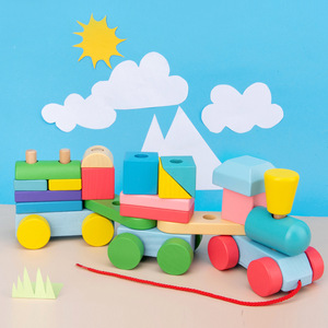 Bambini <span class=keywords><strong>giocattoli</strong></span> <span class=keywords><strong>Montessori</strong></span> colorati multifunzionali in legno Drag Block Train 2-3-4 anni <span class=keywords><strong>giocattoli</strong></span> educazione per bambini - Product Image 6