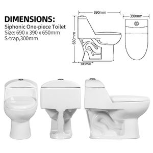 WC monobloc en céramique à <span class=keywords><strong>siphon</strong></span>, standard d'exportation, sanitaire moderne, avec <span class=keywords><strong>siphon</strong></span> en S de 300 mm pour salle de bain - Product Image 3