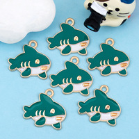 Breloques en alliage émaillé motif requin de dessin animé mignon, à anse unique, accessoires de bijoux DIY pour la fabrication de bracelets et de colliers