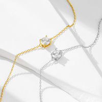 Joyería al por Mayor, Pulsera Geométrica Redonda de Plata de Ley 925, Chapada en Oro de 14K, con una Sola Piedra de 5 mm, Estilo Clásico
