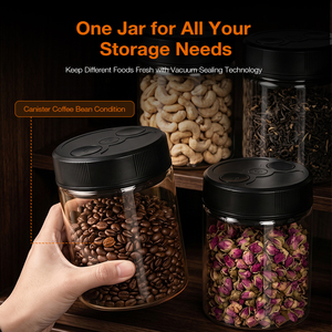 <b>Automatic</b> Vacuum Glass Coffee Canister Electric Airtight Coffee Storage Jar with Smart Pressure Detection Date Tracker - Product Image 1