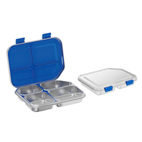 Boîte à lunch pour enfants en acier inoxydable de qualité supérieure, 1200 ml, boîte bento divisée pour enfants avec 4 compartiments, peut être transportée en extérieur