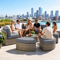 Ensemble de canapés modulaires en rotin de qualité commerciale SUNYARD, résistant aux intempéries, en osier, pour terrasse, piscine, café, restaurant
