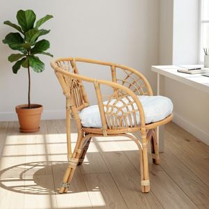 Fauteuil en rotin à dossier croisé, fait main, style moderne, chaise de loisirs avec coussin en mousse, style côtier, meuble de salon pour la décoration intérieure - Product Image 5