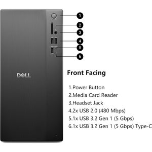 Ordinateur de bureau Dell 2026 Pro Tower PC 14e génération i3-14100 16 Go de RAM DDR5 512 Go de SSD Windows 11 Pro Usage professionnel et domestique - Product Image 6