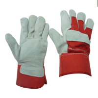 Gants de travail en cuir de vachette pleine fleur de style occidental jaune rouge pour homme femme