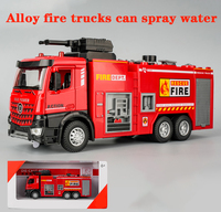 Produits très demandés : Camions de pompiers en alliage, grands modèles, voitures miniatures de ville, camions-citernes à eau avec son et musique pour enfants, jouet décoratif