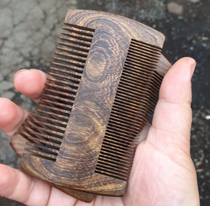 Pettini da Barba Tascabili a Doppia Punta in Legno di Sandalo Nero e Marrone per Uomo - Product Image 2