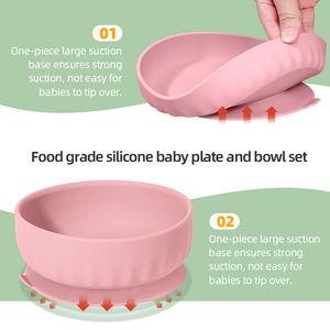 Assiette à <span class=keywords><strong>ventouse</strong></span> en silicone <span class=keywords><strong>de</strong></span> qualité alimentaire pour bébé, bol, tasse, vaisselle, <span class=keywords><strong>set</strong></span> <span class=keywords><strong>de</strong></span> repas pour enfants - Product Image 4