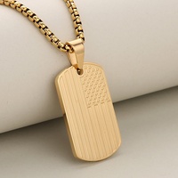 Collier drapeau américain patriotique pour hommes pendentif militaire en acier inoxydable Simple DogTag Style USA armée cadeau pour mari vétéran