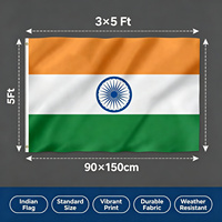 Bendera India 3x5 FT 90x150cm Cetak Digital 100D Poliester Tahan Cuaca dengan Lubang Kuningan untuk Hari Kemerdekaan