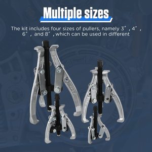 <span class=keywords><strong>Kit</strong></span> d'outils de séparation de roulement de poulie de <span class=keywords><strong>moyeu</strong></span> à engrenages YIZHE noir externe à 2 et 3 mâchoires 3 pouces 4 pouces 6 pouces 8 pouces pour AGCO 5650 - Product Image 2