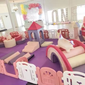 Area Giochi Morbida per Bambini Personalizzata a Prezzo di Fabbrica, Attrezzatura da Interno Viola con Piscina di Palline Quadrata e Macchinina Giocattolo per Feste per Bambini - Product Image 5