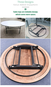 Blanco al aire libre rotonda muebles Hotel restaurante plegable redondo PVC mesas de comedor con sillas conjunto para <span class=keywords><strong>8</strong></span> - Product Image 6