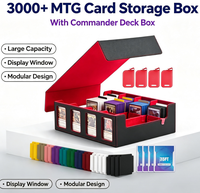 Boîte de rangement pour cartes en PU à 4 rangées, grande capacité (plus de 3000 cartes), boîte de rangement pour cartes Commander pour personnalisation de cartes TCG