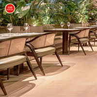 Muebles de Restaurante Árabe de Lujo, Juego de Mesa y Sillas, Sofá Personalizado para Restaurante de Hotel, Silla de Comedor de Madera y Ratán