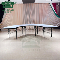 Table de banquet extérieure moderne en fer noir à combinaison libre, style serpentin, pour mariage et hôtel, avec plateau en verre trempé, mobilier d'hôtel