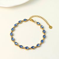 Bracelet en acier inoxydable plaqué or avec zircon CZ pour femmes, bracelet à breloques en zircon taille poire, plusieurs couleurs, hypoallergénique, cadeau