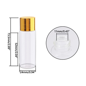 Beautiful <b>10ml</b> Small Transparent Glass Round Tube Rollerball <b>Bottle</b> With Rose Gold Lid and Stainless Steel Beads - Product Image 1