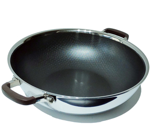 Nuevo producto <span class=keywords><strong>Wok</strong></span> Pan Hybrid <span class=keywords><strong>Wok</strong></span> de 12 pulgadas con tapa Woks reutilizables de acero inoxidable antiadherentes - Product Image 3