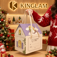 Boîtes cadeaux de Noël personnalisées pour les jouets des enfants, boîtes d'emballage en carton ondulé avec poignée en ruban, boîte cadeau unique en forme de maison