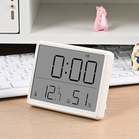 Moderne Minimalistische Elektronische Uhr Temperatur- und Feuchtigkeitsanzeige LCD Schreibtisch-Timer Kleiner Wecker für Zuhause/Büro Quadratisches Design