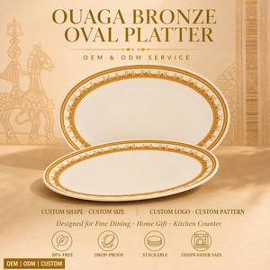 Assiette ovale grand format en mélamine 12 pouces pour traiteur OEM/ODM – Idéale pour poisson entier, rôtis, buffets à domicile, découpe facile, anti-chute et sans éclats - Product Image 1