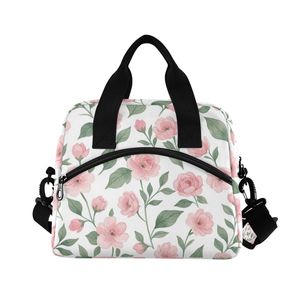Sac à déjeuner personnalisé à imprimé floral rose avec logo, sac isotherme en gros pour femmes - Product Image 3