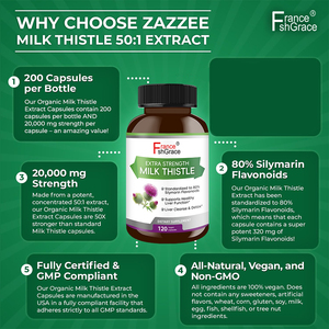 Nutraceutical Milk Thistle Supplement Manufacturer Extra Strength to Silymarin for <b>Liver</b> Support 120 Milk Thistle <b>Capsules</b> - Product Image 4