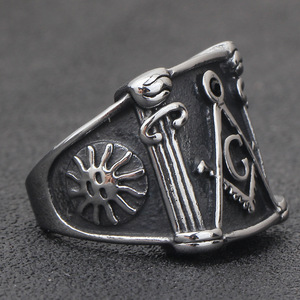 Men's Freemason Logo Stainless Steel <b>Ring</b> 21MM Vintage <b>Cross</b> Design Gift Jewelry - Product Image 2