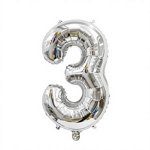 16 \ "No.3 Argent Aluminium Film Ballon 240pcs/CS pour Décorations de Fête - Product Image 1