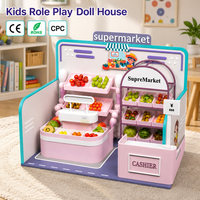Casa de Juego de Madera Montessori para Interiores, Supermercado con Caja Registradora para Actividades de Aprendizaje Preescolar