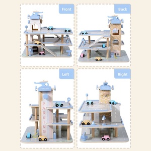 Jouet éducatif de haute qualité pour enfants, <span class=keywords><strong>garage</strong></span> de stationnement pour voitures en <span class=keywords><strong>bois</strong></span> de grande taille, 3 étages, avec véhicule jouet pour garçons - Product Image 4