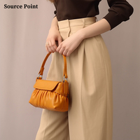 Sacs à main vintage personnalisés, sacs à main plissés nuageux avec bandoulière amovible, élégant sac messager en cuir véritable