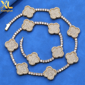Flower Shape Rhodium Plated Diamond <b>Necklace</b> Statement Jewelry Women's Fashion Party Accessory Box <b>Chain</b> Design - Product Image 1