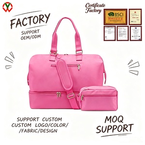 Customization Pink Carry on Overnight Tote Bag Shoe Compartment Large Travel Duffel Bag Women Printed Logo Custom Duffel Bag - Product Image 1