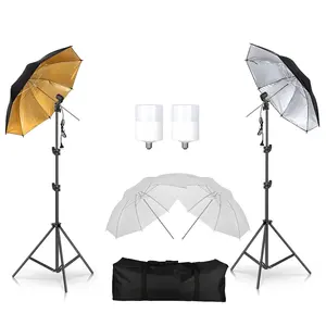 Kit di Illuminazione Softbox da Studio Fotografico con Ombrello Bianco Oro Nero da 33 Pollici (84 cm) - Product Image 3