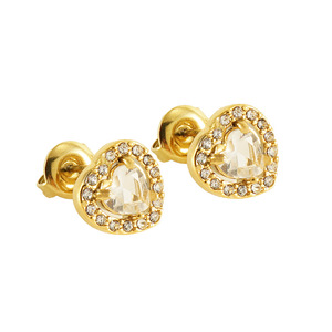 Boucles d'oreilles en acier inoxydable et strass, boucles d'oreilles en acier titane, clous d'oreilles de luxe légers et raffinés pour femmes - Product Image 1
