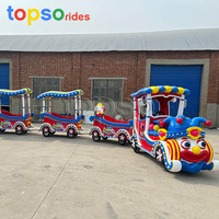 Train touristique sans rail électrique pour l'intérieur et l'extérieur, mini train de divertissement à thème clown, à vendre