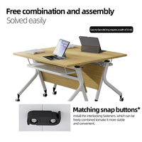 Table de conférence pliable en bois moderne et minimaliste avec roulettes, bureau de formation mobile de haute qualité pour les écoles