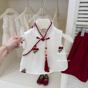 Tongxingyuan Girls Summer Chinese Style Top And Pants Set Thin Party Wear Traditional Clothing - Product Image 3