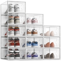 Conteneurs de stockage empilables multifonctions Boîtes à chaussures en plastique transparent écologique avec couvercles Bac de stockage