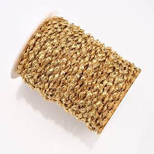 Chaîne d'étoiles en coquillage |   Chaîne à maillons en acier inoxydable plaqué or 18K PVD avec perles texturées pour la fabrication de colliers et bracelets DIY - Product Image 4